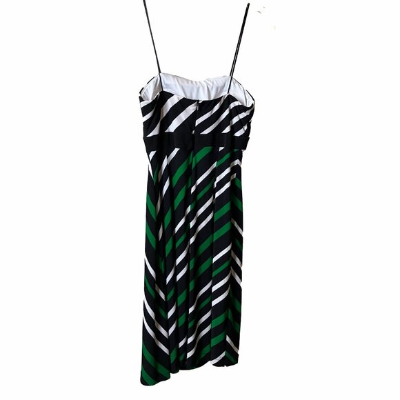 Cache Strapless Sleeveless Sheath Dress | Striped Black Green White | Size 4 - Picture 3 of 9